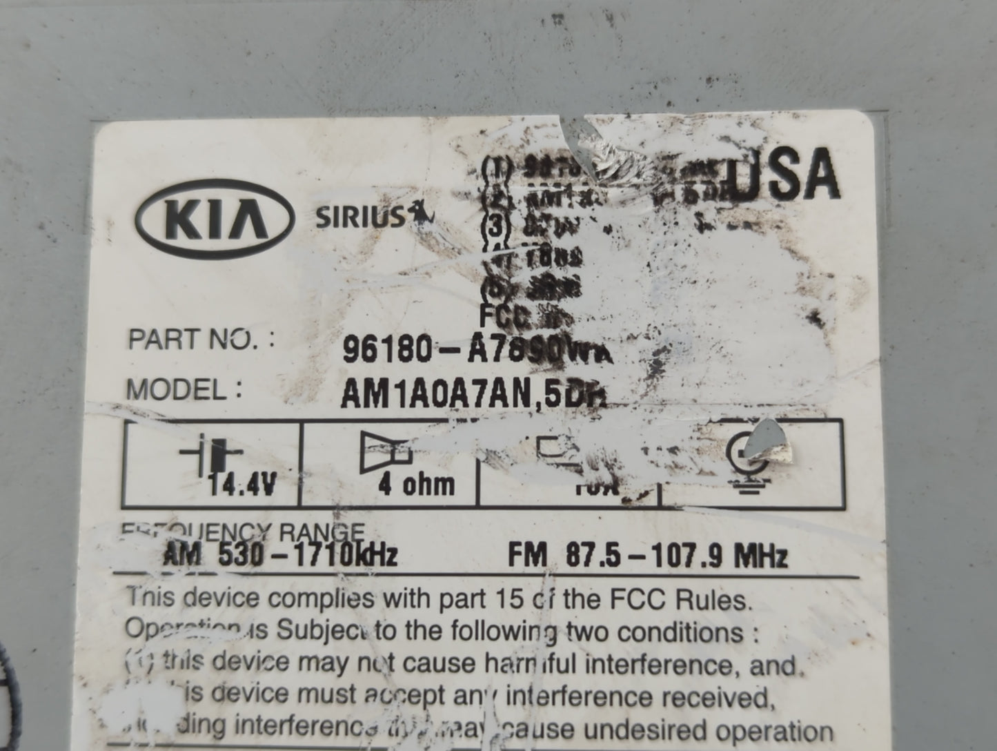2014-2016 Kia Forte Radio AM FM Cd Player Receiver Replacement P/N:96160-A7701WK Fits Fits 2014 2015 2016 OEM Used Auto Part