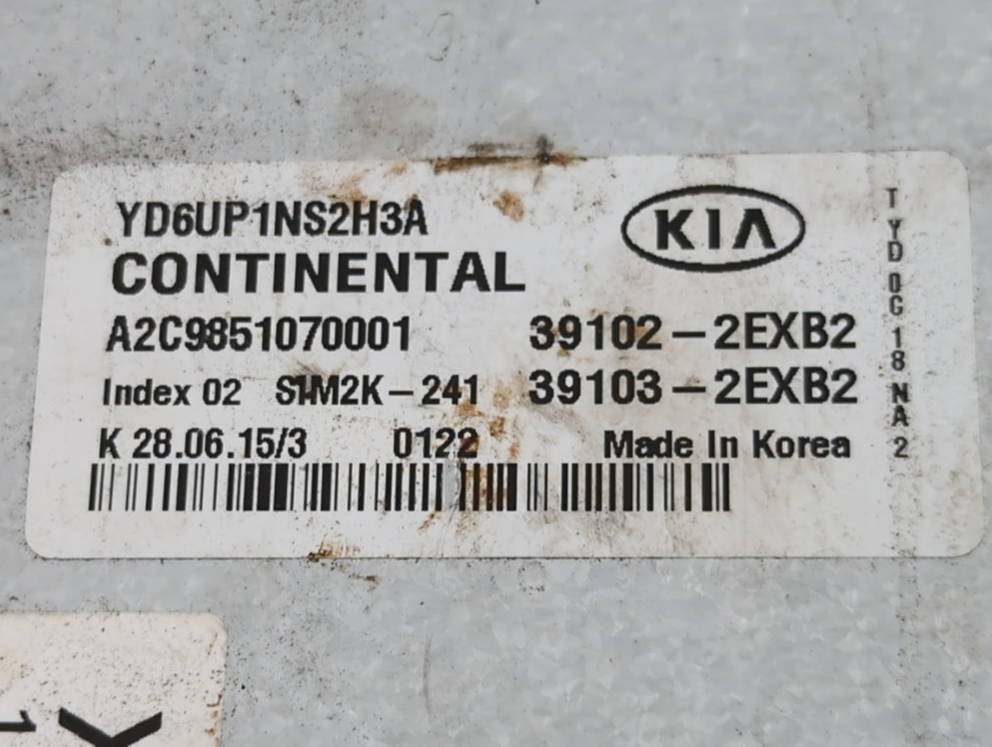2016 Kia Forte PCM Engine Control Computer ECU ECM PCU OEM P/N:39107-2EXB2 39106-2EXB2 Fits OEM Used Auto Parts - Oemusedaut