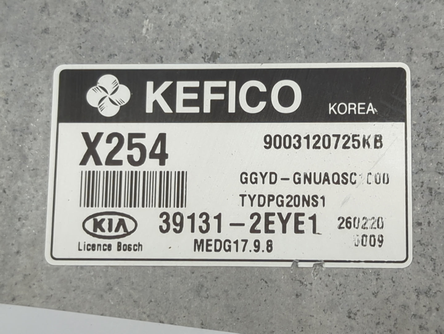 2017-2018 Kia Forte PCM Engine Control Computer ECU ECM PCU OEM P/N:39131-2EYE1 9003120725KB, MEDG17.9.8 Fits Fits 2017 2018