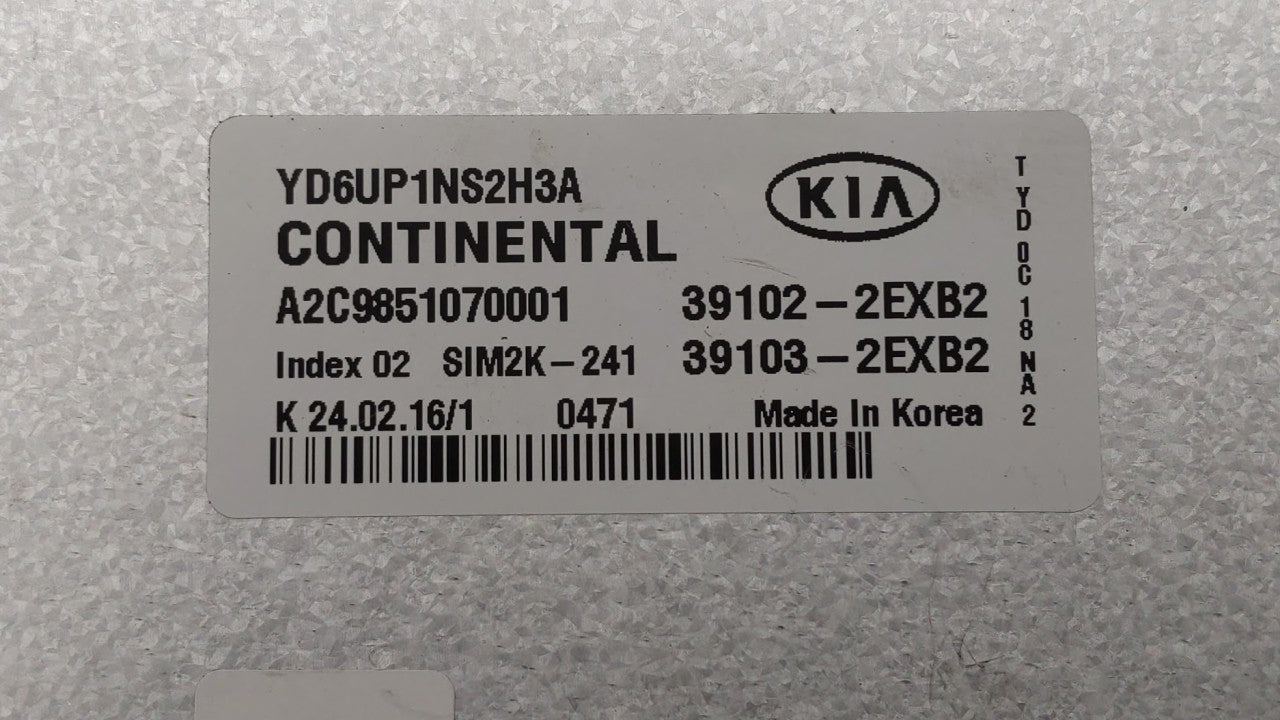 2016 Kia Forte PCM Engine Control Computer ECU ECM PCU OEM P/N:39106-2XA2 39102-2EXB2, 39103-2EXB2 Fits OEM Used Auto Parts 