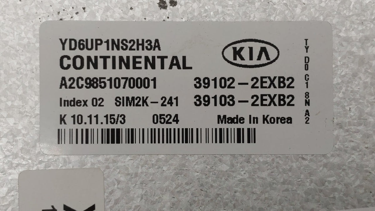 2016 Kia Forte PCM Engine Control Computer ECU ECM PCU OEM P/N:39106-2XA2 39102-2EXB2, 39103-2EXB2 OEM Used Auto Parts - Oem