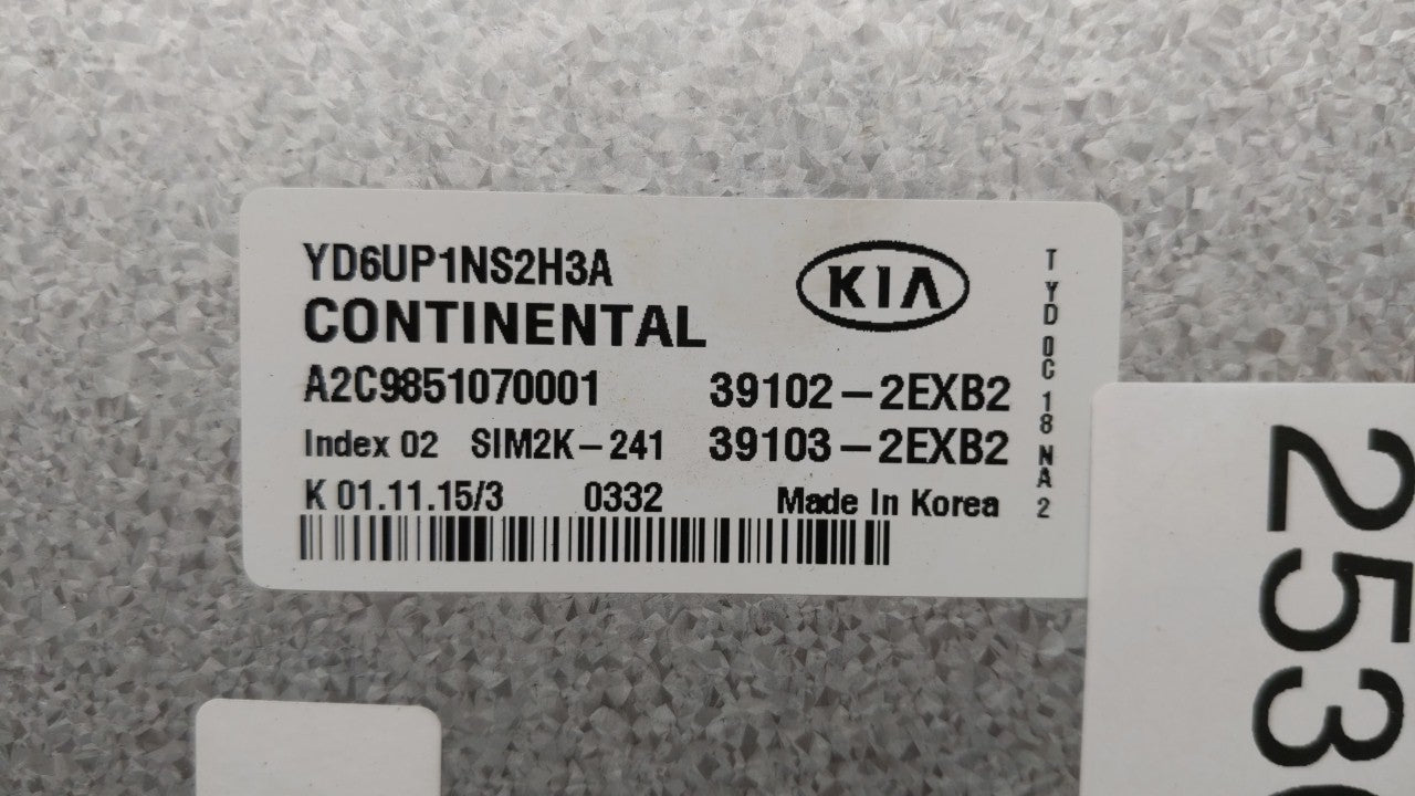 2016 Kia Forte PCM Engine Control Computer ECU ECM PCU OEM P/N:39103-2EXB2 39102-2EXB2, 39106-2EXB2, 39107-2EXB2 Fits OEM Us