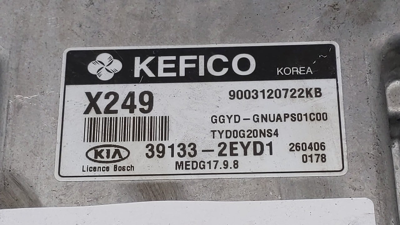 2016 Kia Forte PCM Engine Control Computer ECU ECM PCU OEM P/N:39133-2EYD1 39133-2EYB7 Fits OEM Used Auto Parts - Oemusedaut