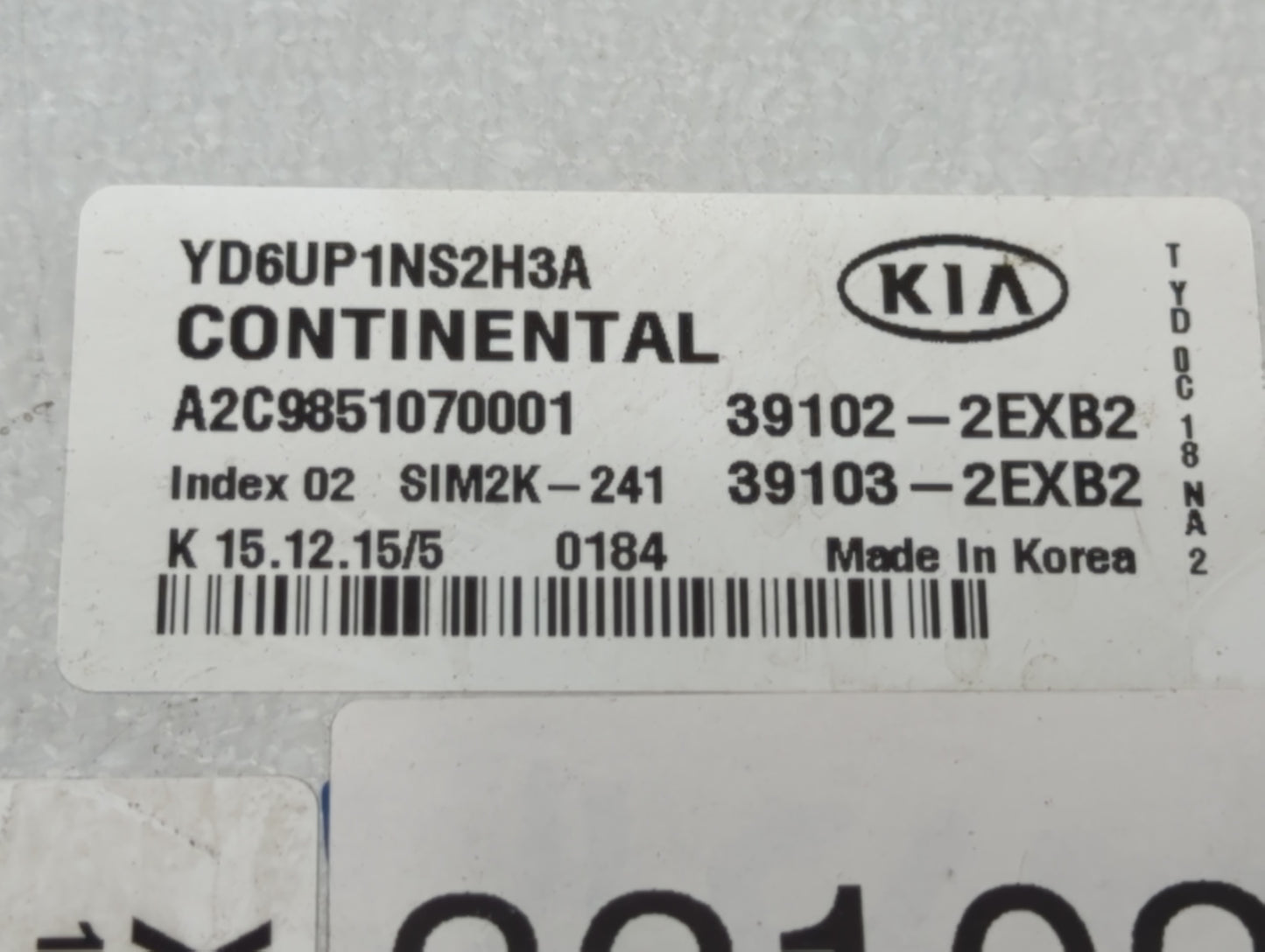 2016 Kia Forte PCM Engine Control Computer ECU ECM PCU OEM P/N:39103-2EXB2 39102-2EXB2 Fits OEM Used Auto Parts - Oemusedaut
