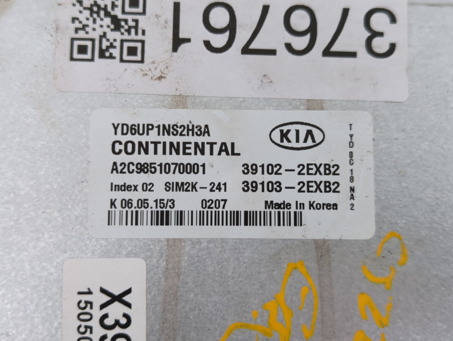 2016 Kia Forte PCM Engine Control Computer ECU ECM PCU OEM P/N:391032EXB2 391022EXB2 Fits OEM Used Auto Parts - Oemusedautop