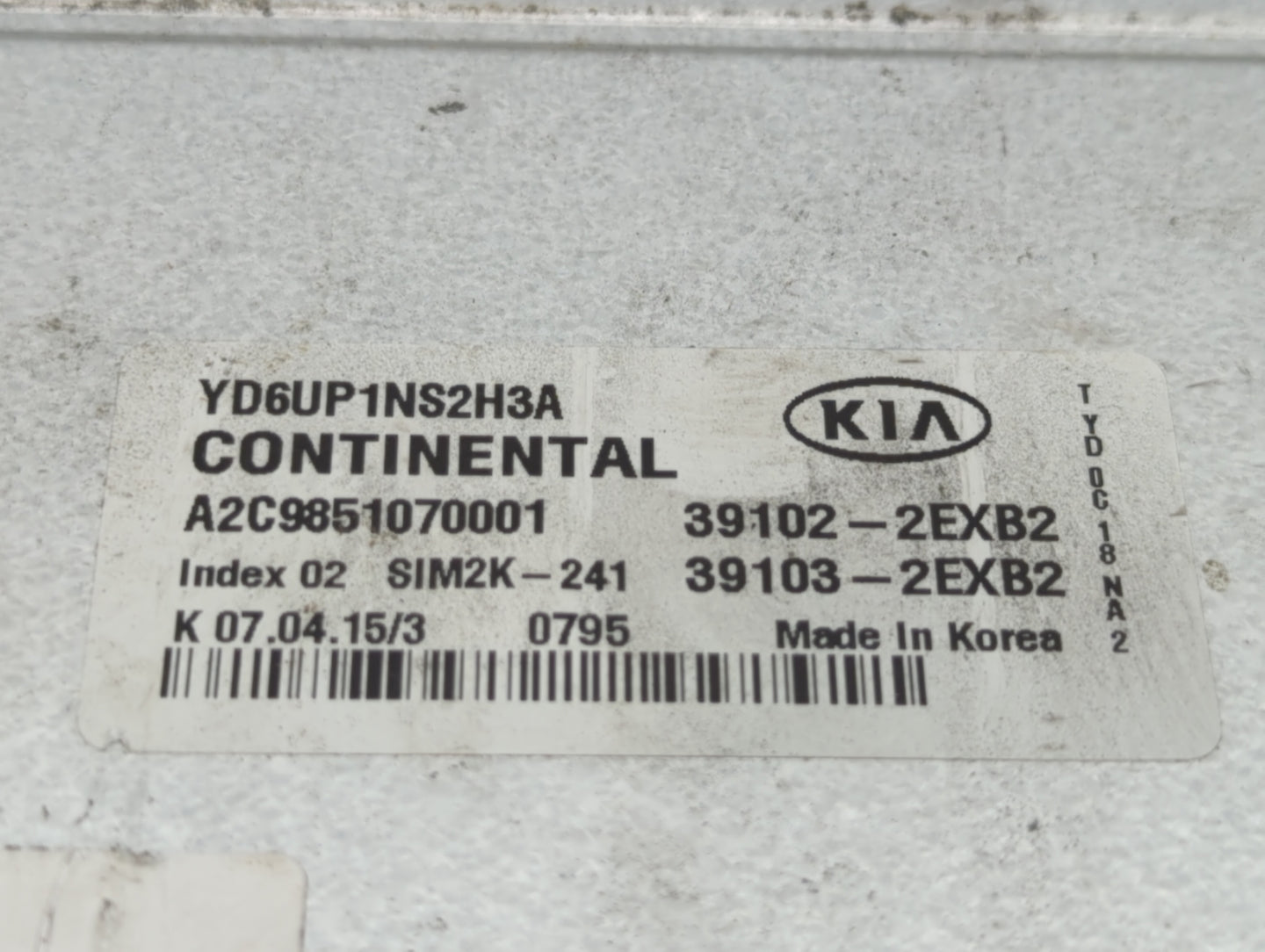 2016 Kia Forte PCM Engine Control Computer ECU ECM PCU OEM P/N:39103-2EXB2 39102-2EXB2, 39106-2EXB2, 39107-2EXB2 Fits OEM Us