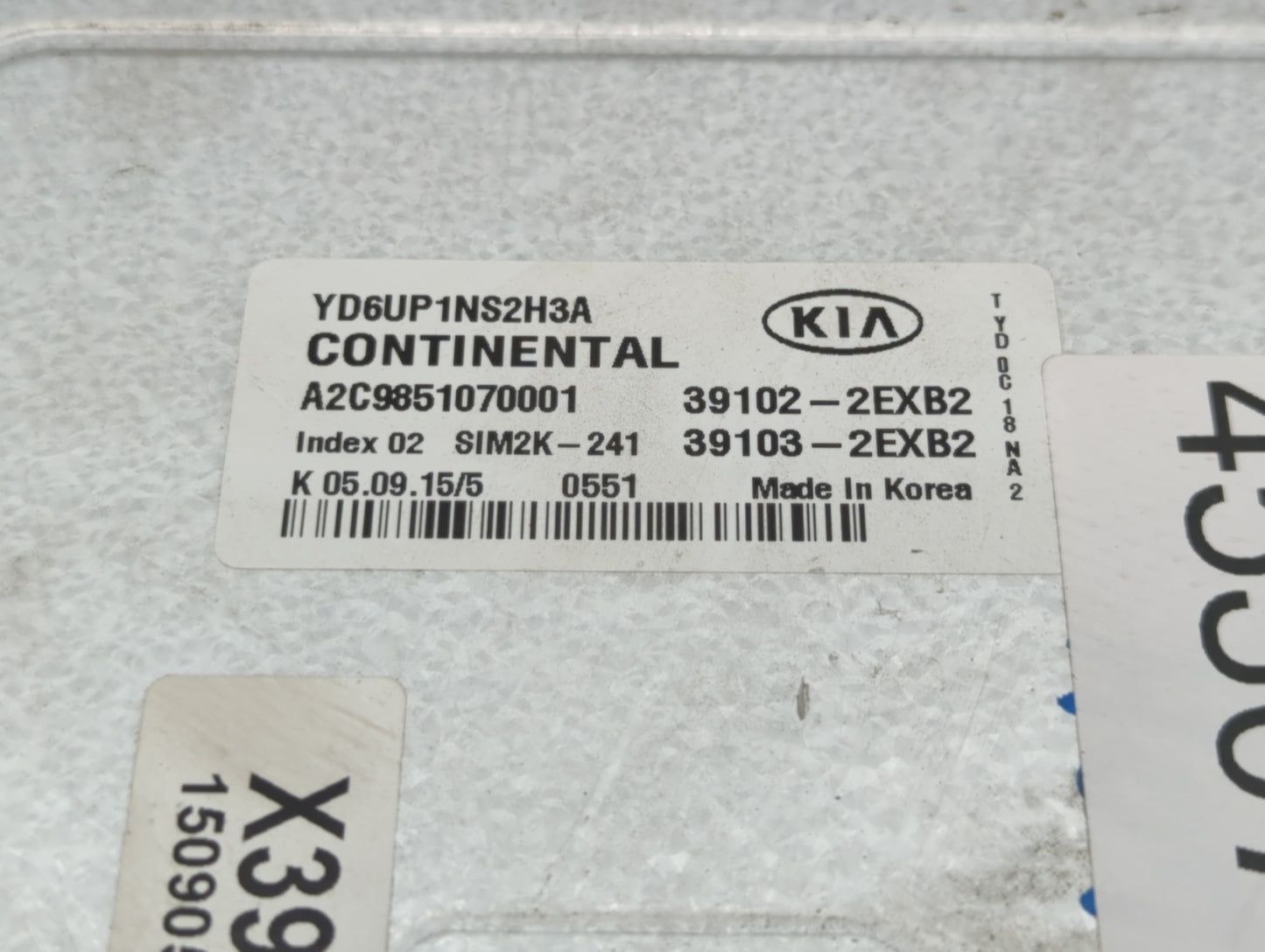 2016 Kia Forte PCM Engine Control Computer ECU ECM PCU OEM P/N:39103-2EXB2 39102-2EXB2, 39106-2EXB2, 39107-2EXB2 Fits OEM Us