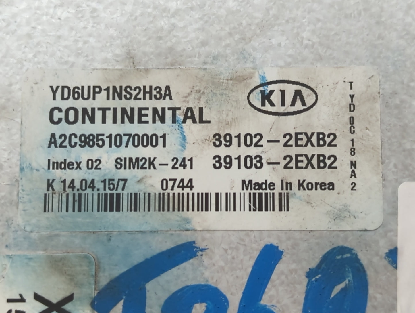 2016 Kia Forte PCM Engine Control Computer ECU ECM PCU OEM P/N:39103-2EXB2 39102-2EXB2 Fits OEM Used Auto Parts - Oemusedaut