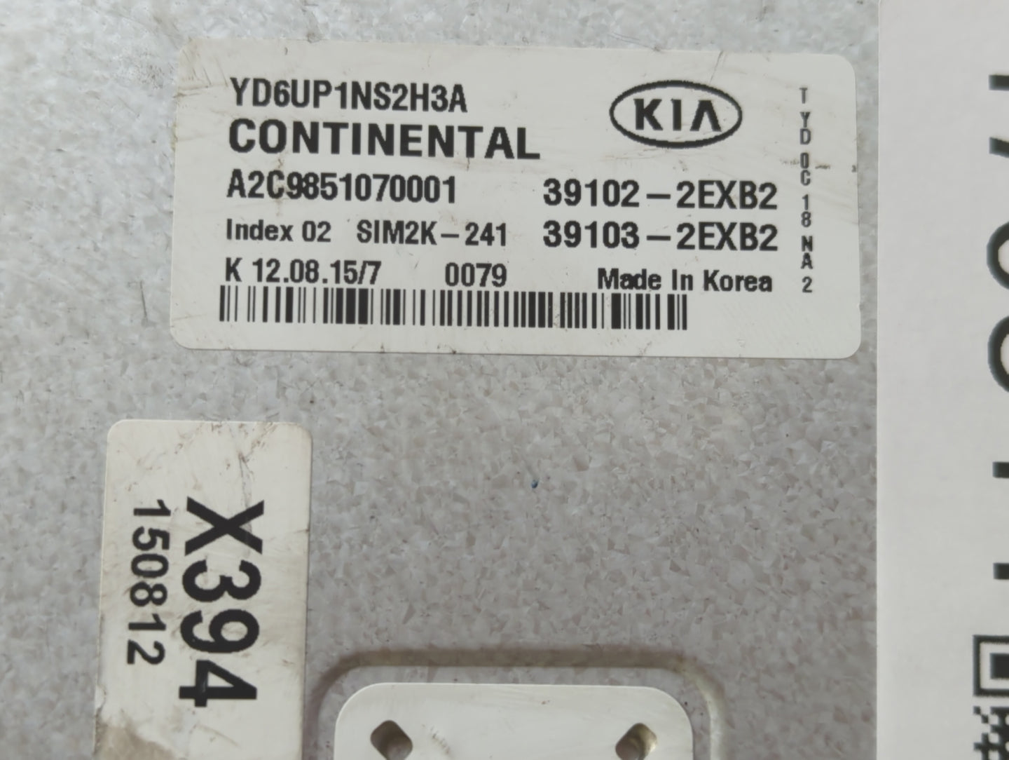 2016 Kia Forte PCM Engine Control Computer ECU ECM PCU OEM P/N:39102-2EXB2 39103-2EXB2 Fits OEM Used Auto Parts - Oemusedaut