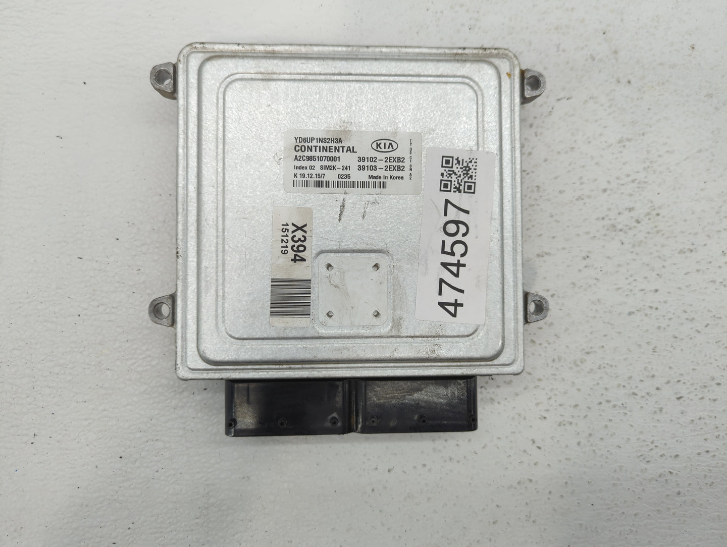 2016 Kia Forte PCM Engine Control Computer ECU ECM PCU OEM P/N:39103-2EXB2 39102-2EXB2 Fits OEM Used Auto Parts - Oemusedaut
