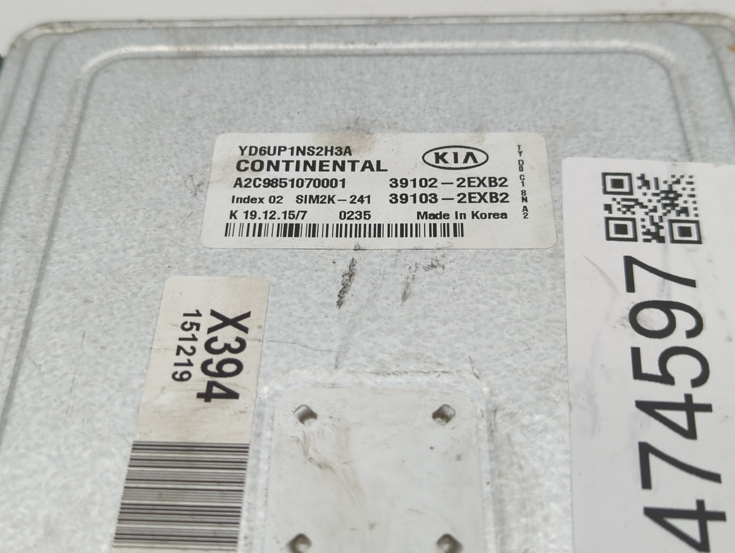 2016 Kia Forte PCM Engine Control Computer ECU ECM PCU OEM P/N:39103-2EXB2 39102-2EXB2 Fits OEM Used Auto Parts - Oemusedaut