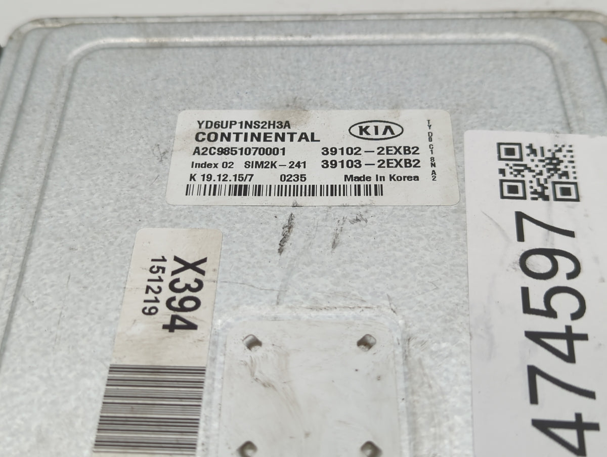 2016 Kia Forte PCM Engine Control Computer ECU ECM PCU OEM P/N:39103-2EXB2 39102-2EXB2 OEM Used Auto Parts - Oemusedautopart