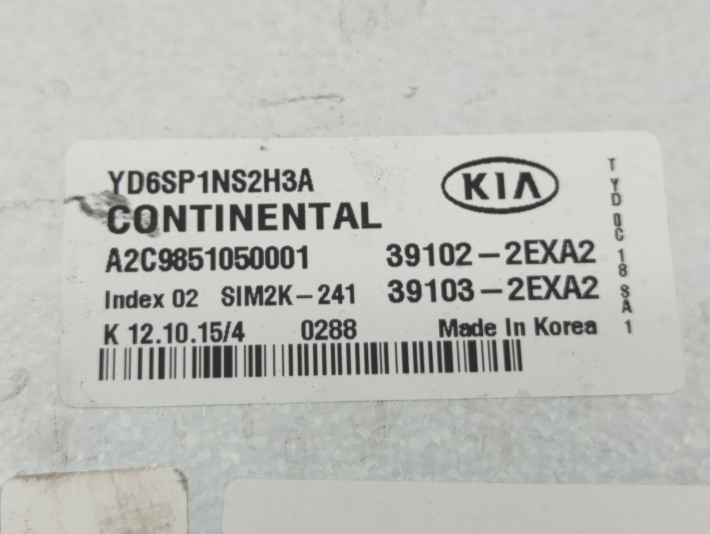 2016 Kia Forte PCM Engine Control Computer ECU ECM PCU OEM P/N:39103-2EXA2 39102-2EXA2, 39103-2EXB2, 39102-2EXB2 Fits OEM Us