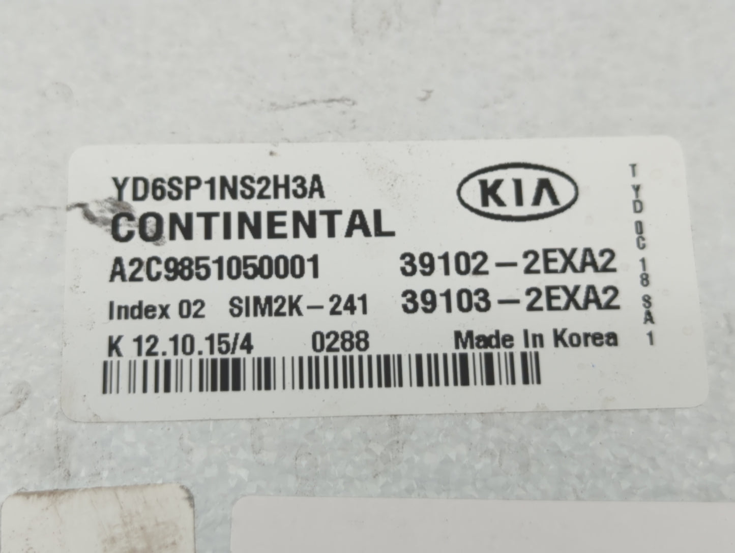 2016 Kia Forte PCM Engine Control Computer ECU ECM PCU OEM P/N:39103-2EXA2 39102-2EXA2, 39103-2EXB2, 39102-2EXB2 Fits OEM Us