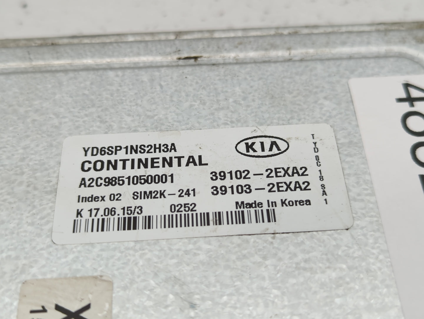 2016 Kia Forte PCM Engine Control Computer ECU ECM PCU OEM P/N:39103-2EXA2 39102-2EXA2 Fits OEM Used Auto Parts - Oemusedaut