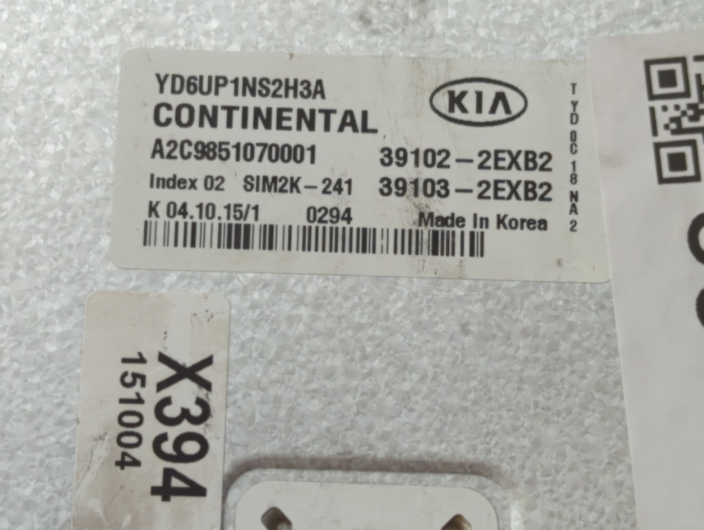 2016 Kia Forte PCM Engine Control Computer ECU ECM PCU OEM P/N:39107-2EXB2 39106-2EXB2, 39103-2EXB2, 39102-2EXB2 Fits OEM Us