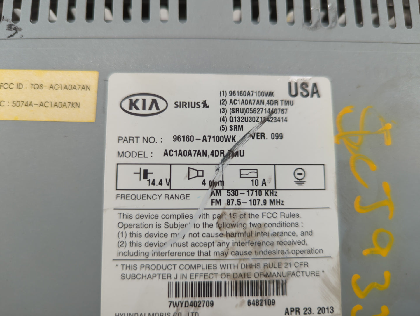 2014-2016 Kia Forte Am Fm Cd Player Radio Receiver - Oemusedautoparts1.com