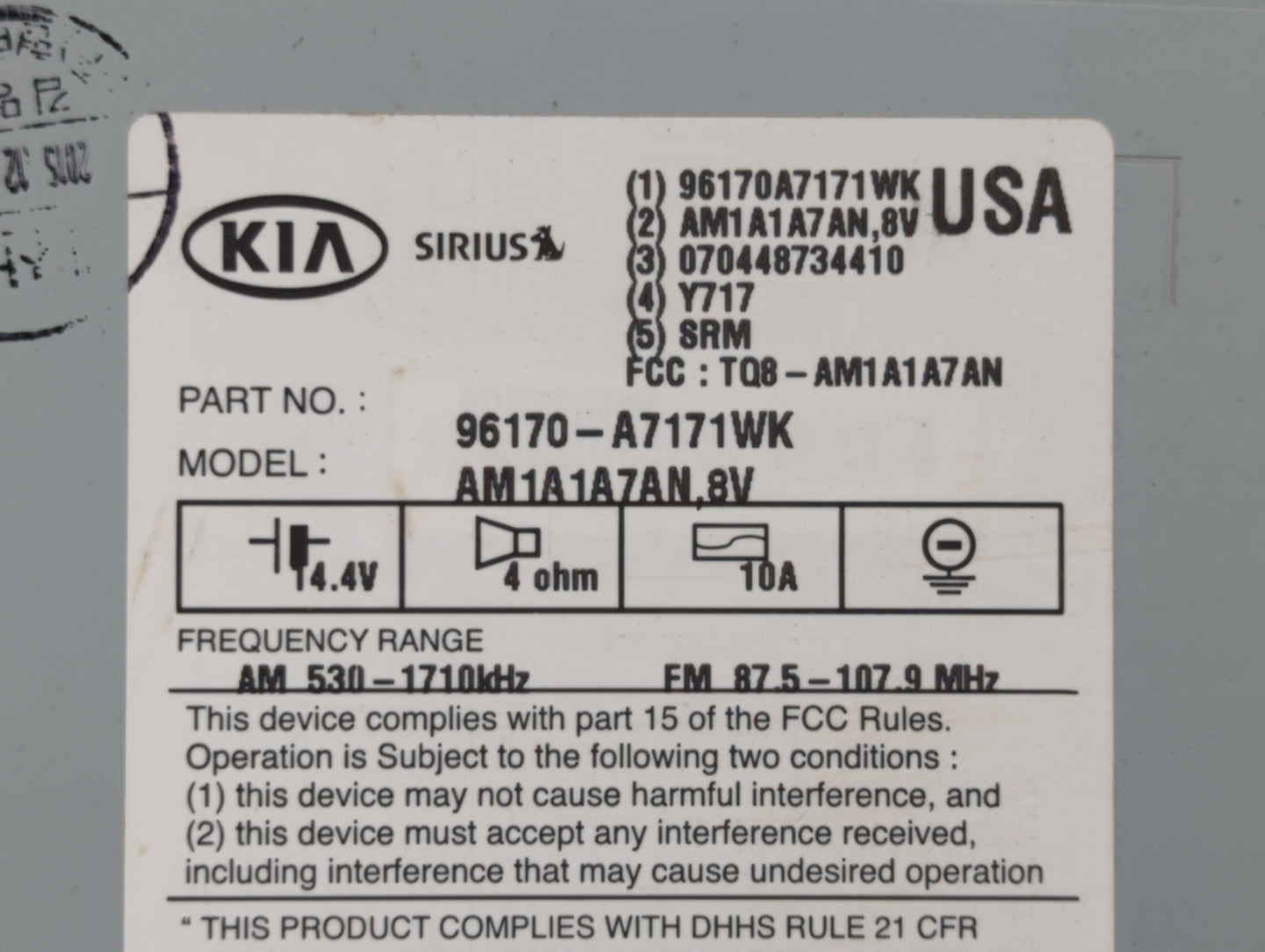 2014-2016 Kia Forte Am Fm Cd Player Radio Receiver 554564 - Oemusedautoparts1.com