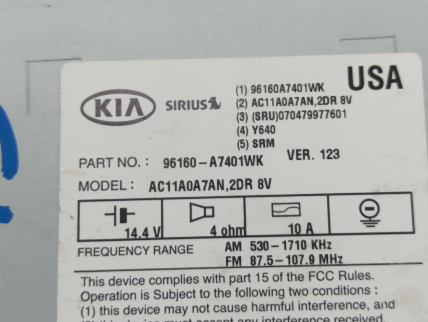 Kia Forte Am Fm Cd Player Radio Receiver - Oemusedautoparts1.com