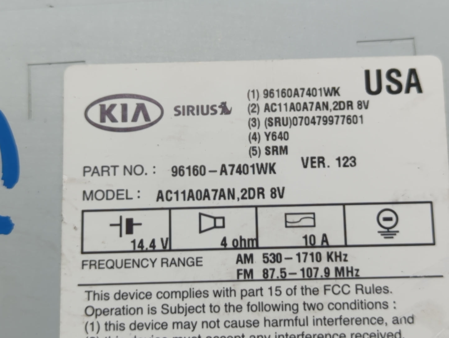 Kia Forte Am Fm Cd Player Radio Receiver - Oemusedautoparts1.com