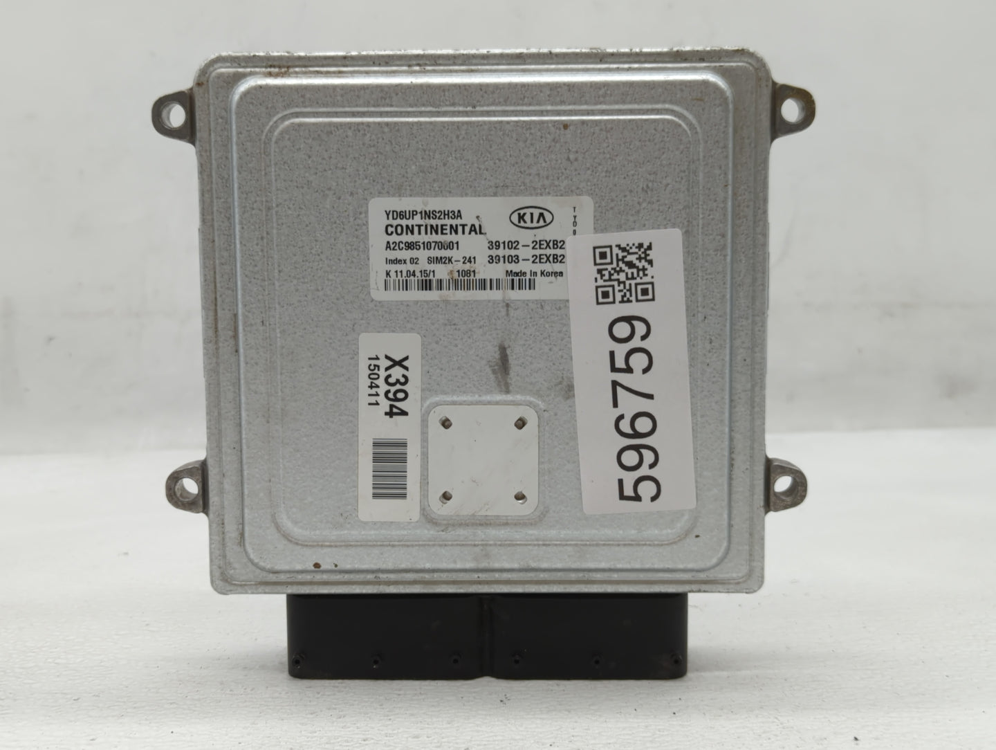 2016 Kia Forte PCM Engine Control Computer ECU ECM PCU OEM P/N:39102-2EXB2 Fits OEM Used Auto Parts - Oemusedautoparts1.com