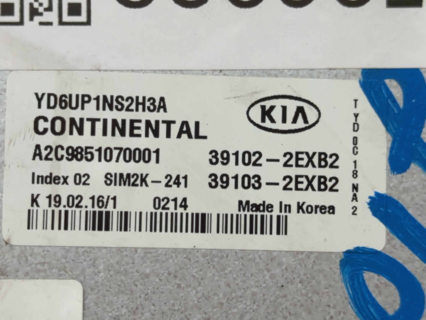 2016 Kia Forte PCM Engine Control Computer ECU ECM PCU OEM P/N:39103-2EXB2 39102-2EXB2, 39107-2EXB2, 39106-2EXB2 Fits OEM Us