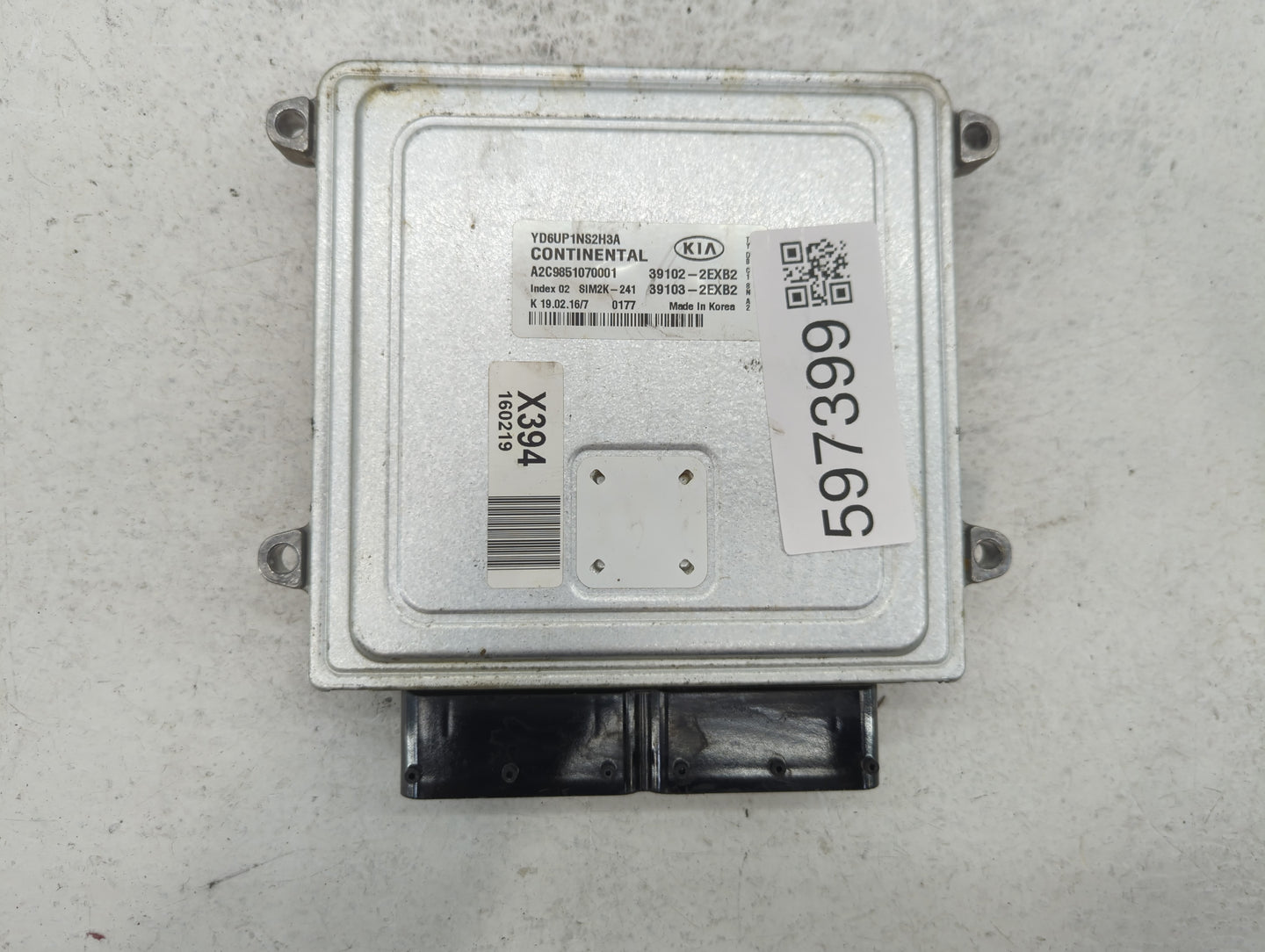 2016 Kia Forte PCM Engine Control Computer ECU ECM PCU OEM P/N:39103-2EXB2 39102-2EXB2 Fits OEM Used Auto Parts - Oemusedaut