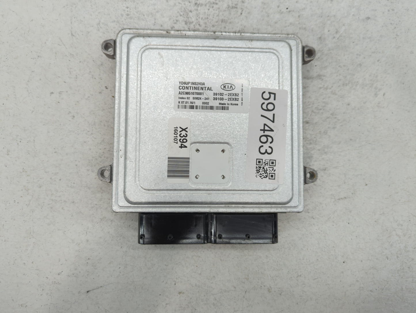 2016 Kia Forte PCM Engine Control Computer ECU ECM PCU OEM P/N:39103-2EXB2 39102-2EXB2 Fits OEM Used Auto Parts - Oemusedaut