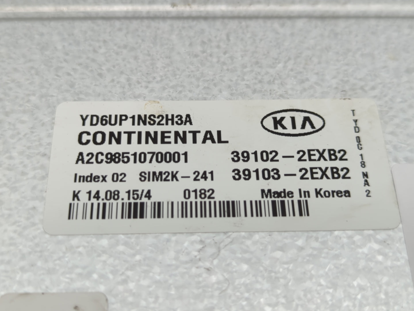 2016 Kia Forte PCM Engine Control Computer ECU ECM PCU OEM P/N:39103-2EB2 39102-2EXB2 Fits OEM Used Auto Parts - Oemusedauto