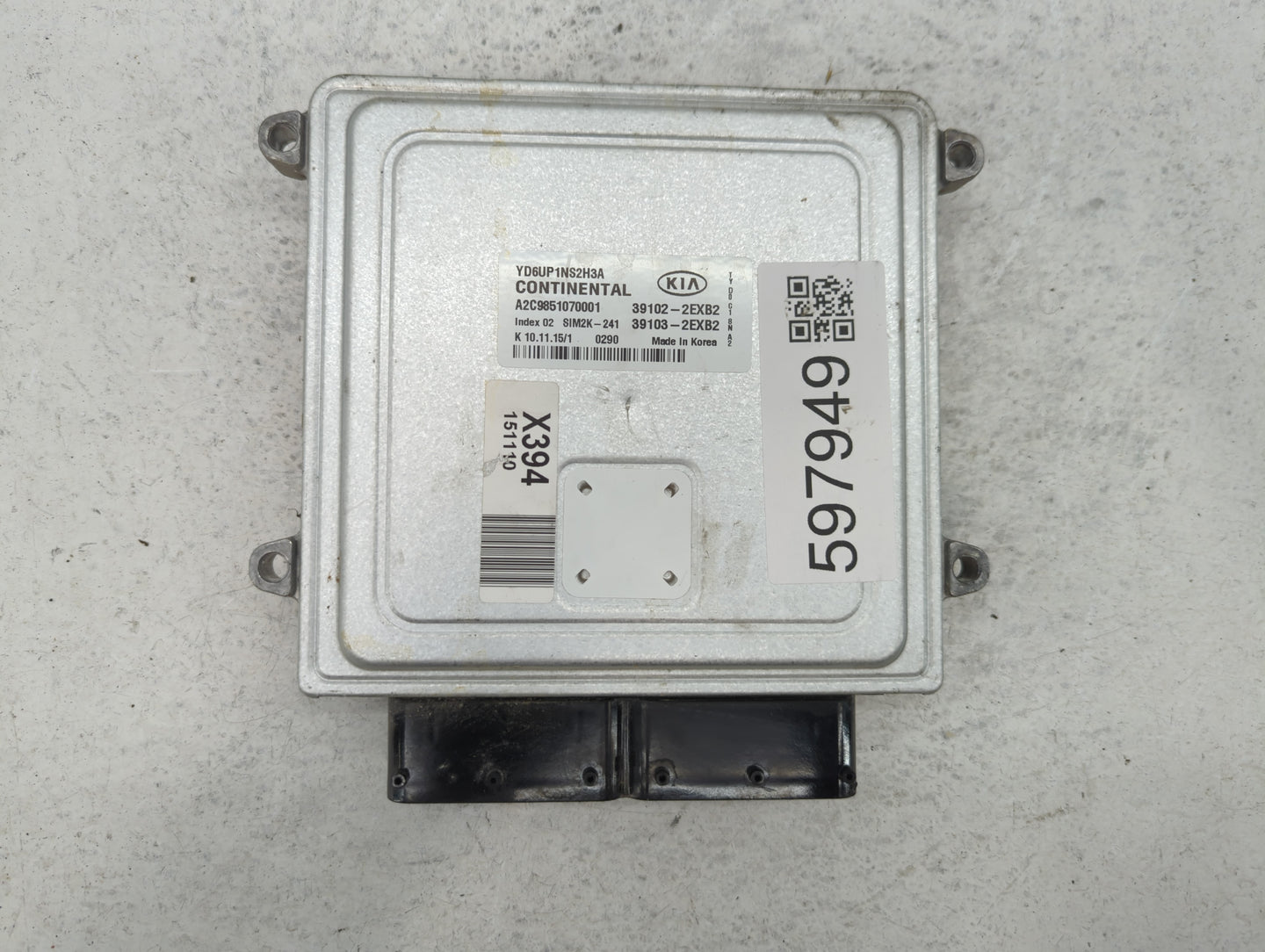2016 Kia Forte PCM Engine Control Computer ECU ECM PCU OEM P/N:39103-2EXB2 39102-2EXB2 Fits OEM Used Auto Parts - Oemusedaut