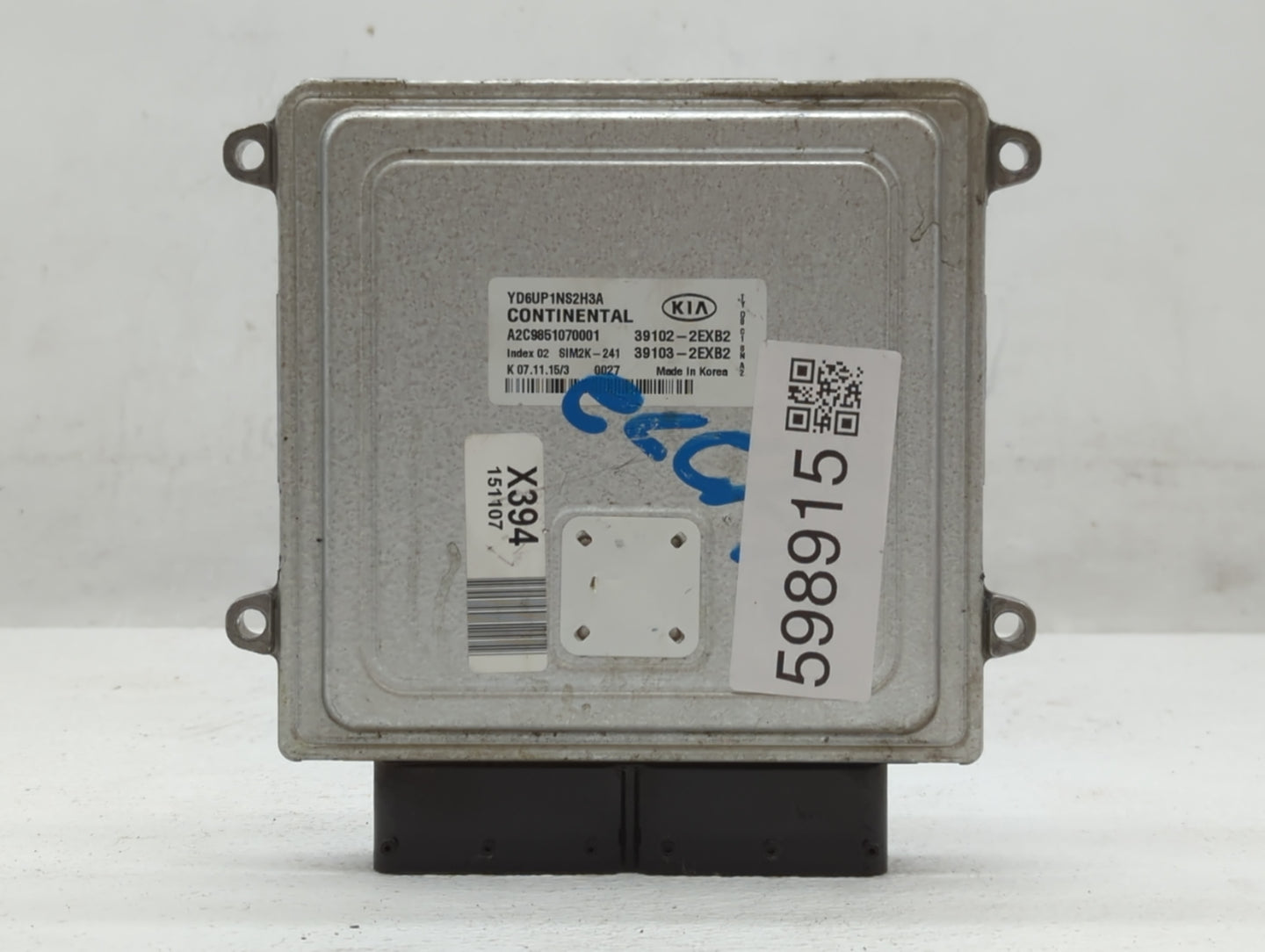 2016 Kia Forte PCM Engine Control Computer ECU ECM PCU OEM P/N:39102-2EXB2 Fits OEM Used Auto Parts - Oemusedautoparts1.com