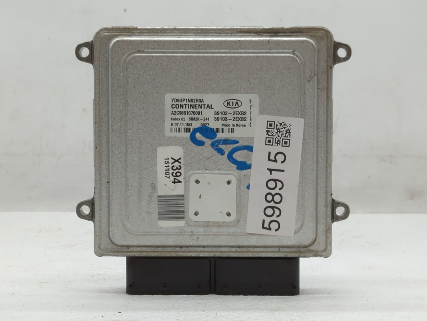 2016 Kia Forte PCM Engine Control Computer ECU ECM PCU OEM P/N:39102-2EXB2 Fits OEM Used Auto Parts - Oemusedautoparts1.com