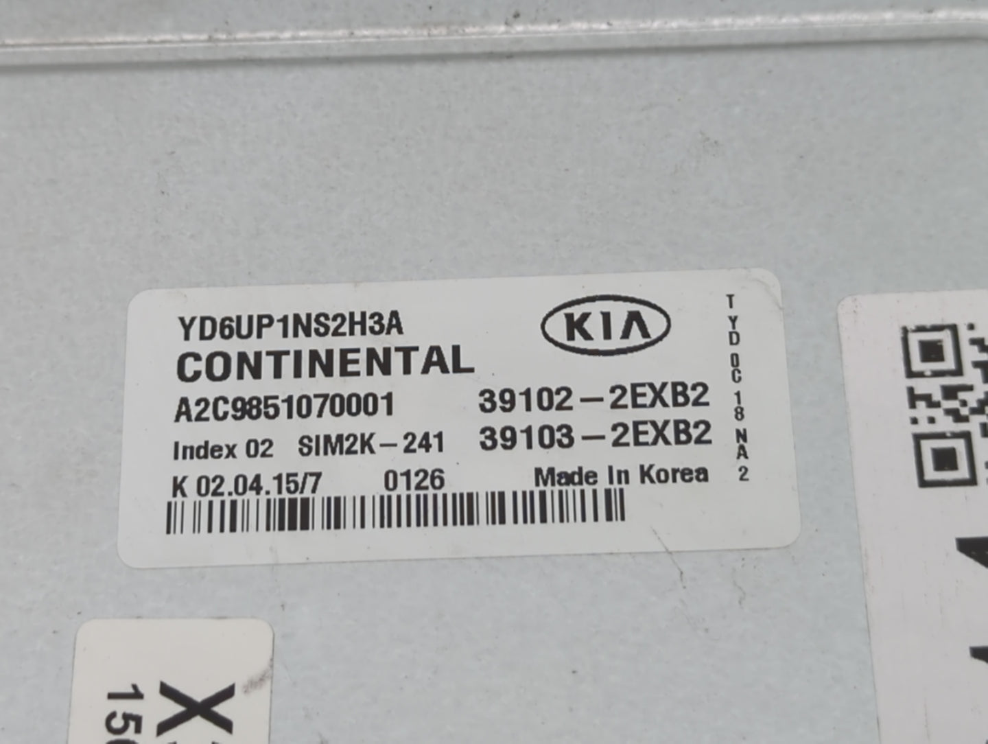2016 Kia Forte PCM Engine Control Computer ECU ECM PCU OEM P/N:39102-2EXB2 Fits OEM Used Auto Parts - Oemusedautoparts1.com