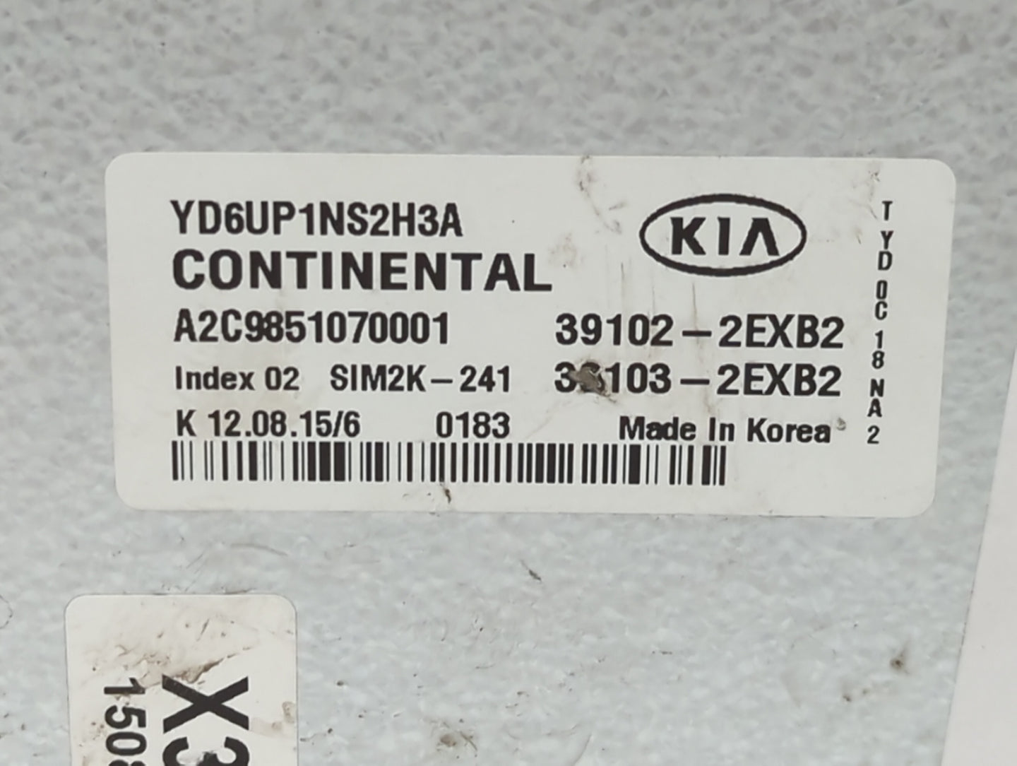2016 Kia Forte PCM Engine Control Computer ECU ECM PCU OEM P/N:39102-2EXB2 Fits OEM Used Auto Parts - Oemusedautoparts1.com