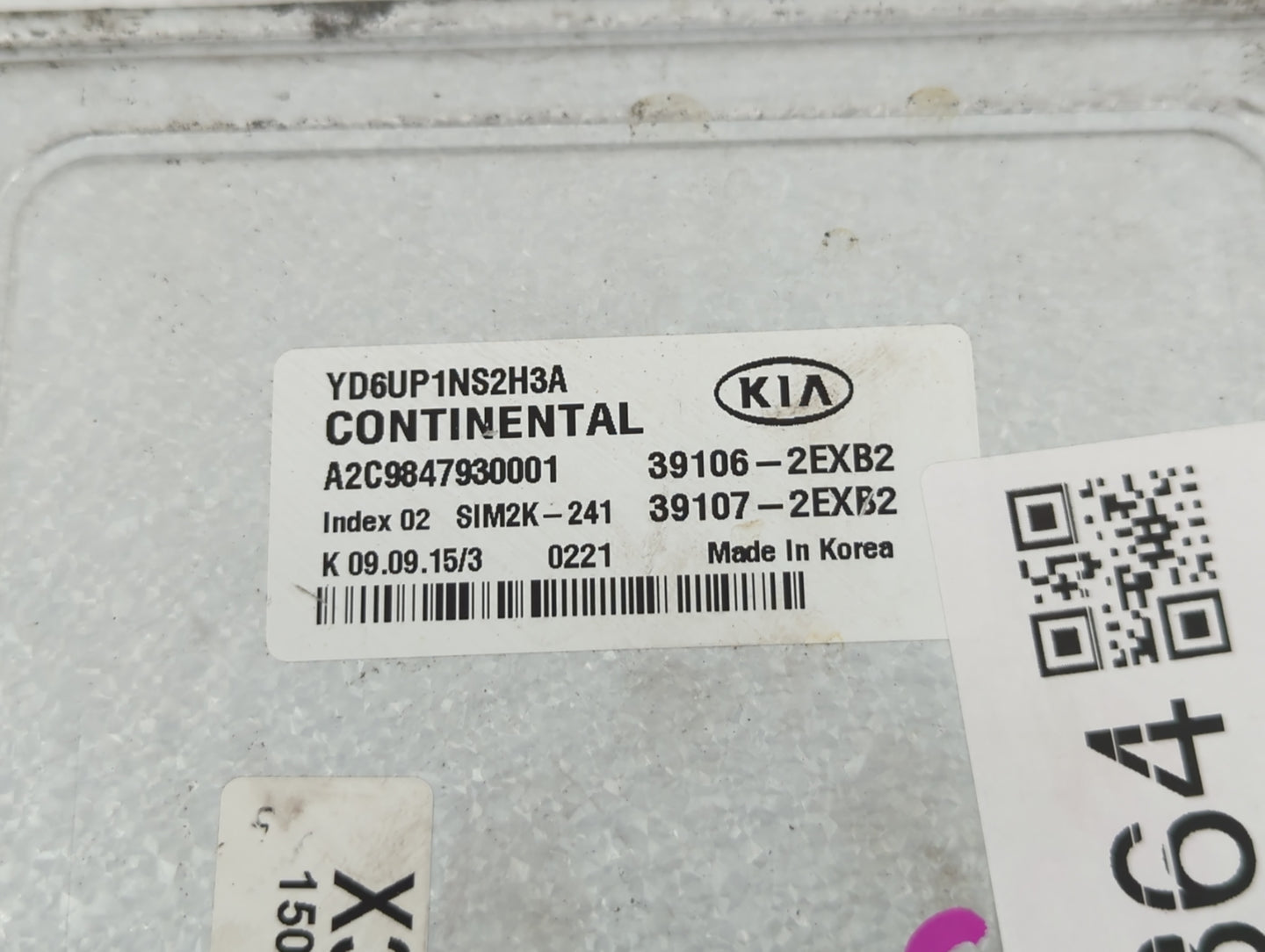 2016 Kia Forte PCM Engine Control Computer ECU ECM PCU OEM P/N:39107-2EXB2 39106-2EXB2 Fits OEM Used Auto Parts - Oemusedaut