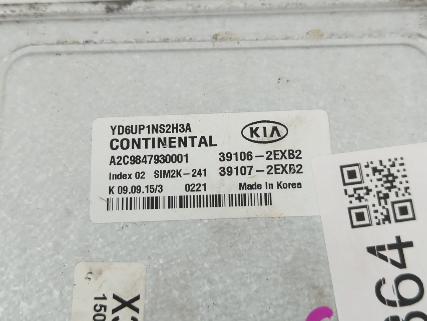 2016 Kia Forte PCM Engine Control Computer ECU ECM PCU OEM P/N:39107-2EXB2 39106-2EXB2 Fits OEM Used Auto Parts - Oemusedaut