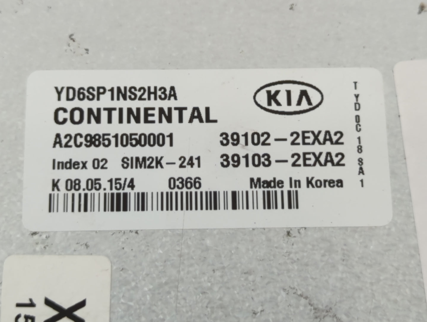 2016 Kia Forte PCM Engine Control Computer ECU ECM PCU OEM P/N:39103-2EXA2 39102-2EXA2 Fits OEM Used Auto Parts - Oemusedaut