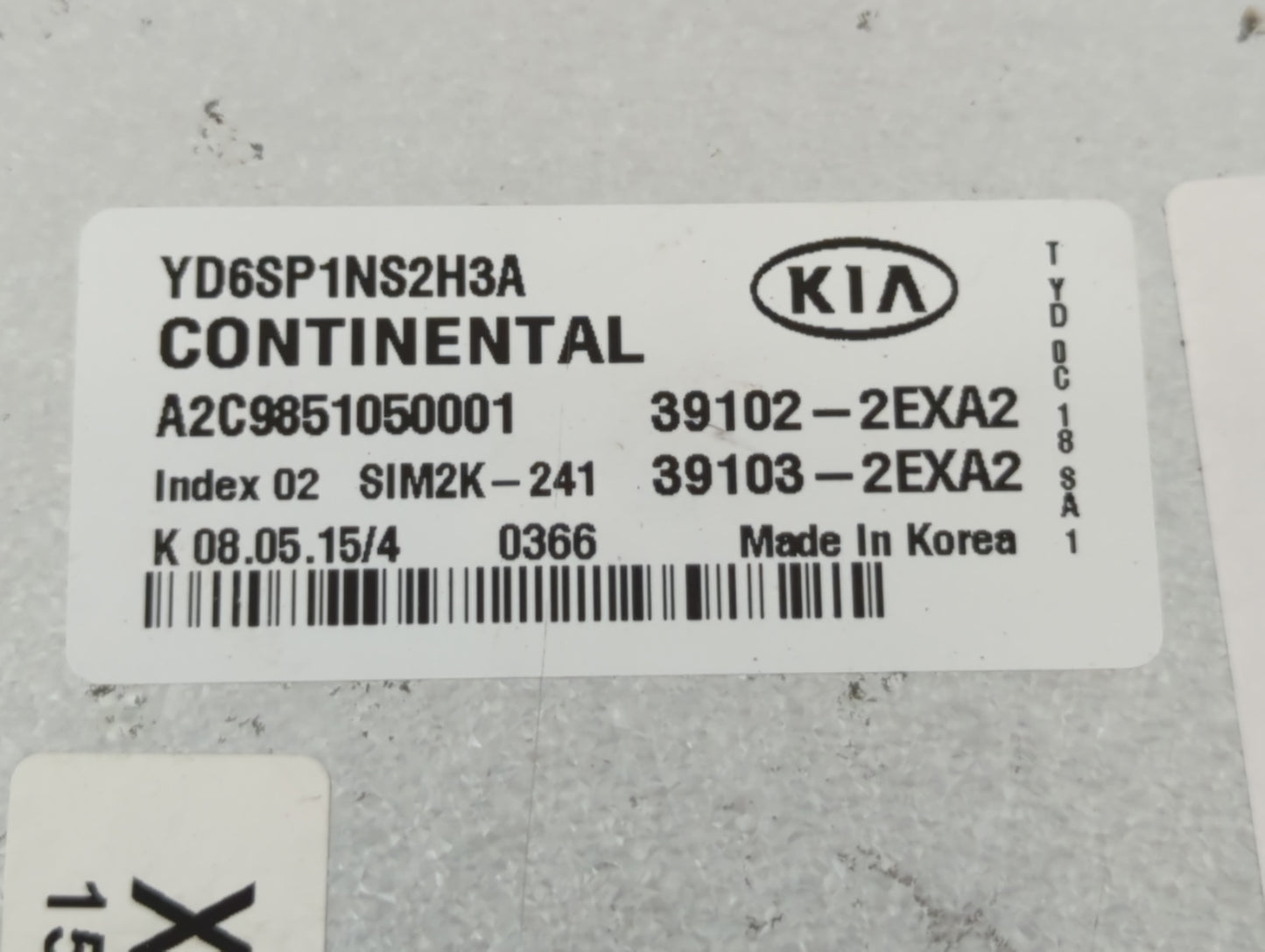 2016 Kia Forte PCM Engine Control Computer ECU ECM PCU OEM P/N:39103-2EXA2 39102-2EXA2 Fits OEM Used Auto Parts - Oemusedaut