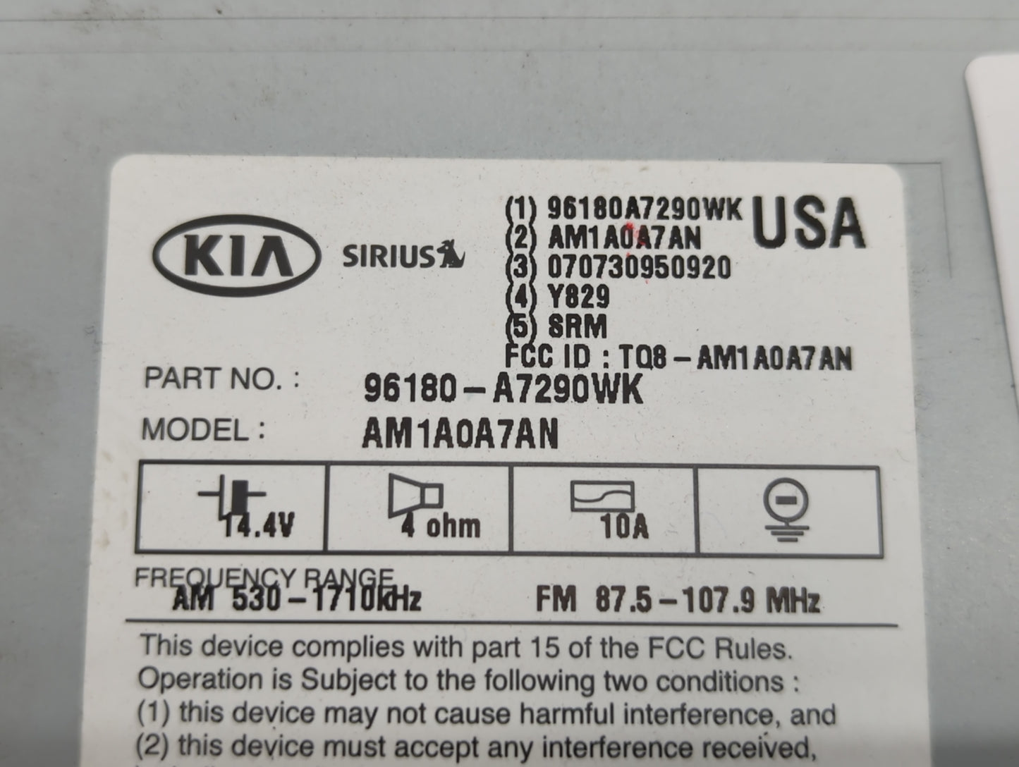 2014-2016 Kia Forte Am Fm Cd Player Radio Receiver - Oemusedautoparts1.com