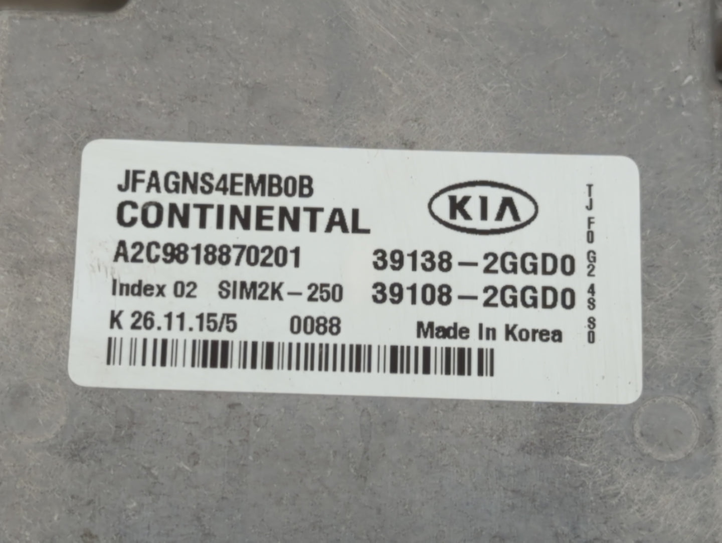 2016-2018 Kia Optima PCM Engine Control Computer ECU ECM PCU OEM P/N:39108-2GGD0 39138-2GGD0 Fits Fits 2016 2017 2018 OEM Us