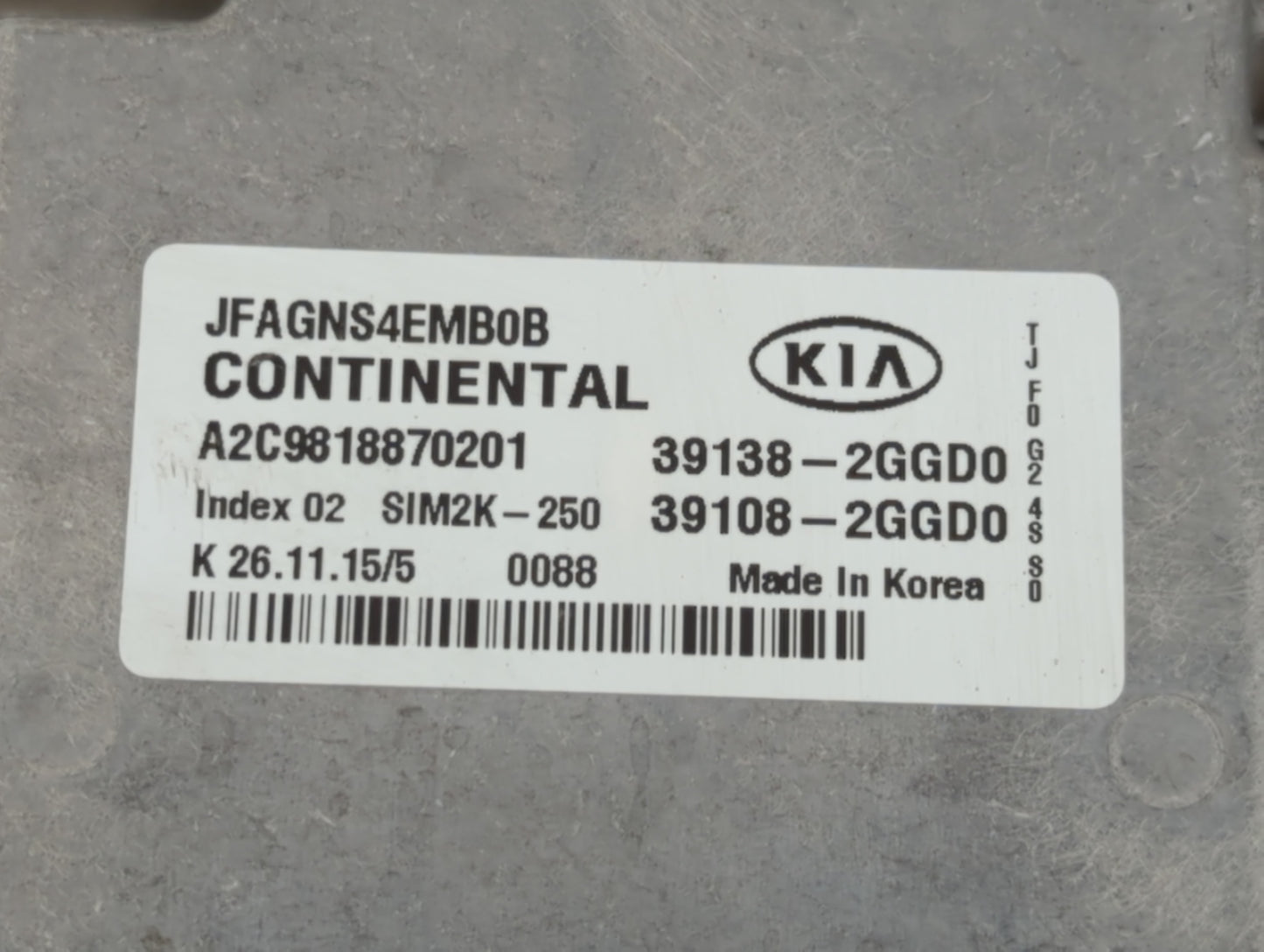 2016-2018 Kia Optima PCM Engine Control Computer ECU ECM PCU OEM P/N:39108-2GGD0 39138-2GGD0 Fits Fits 2016 2017 2018 OEM Us