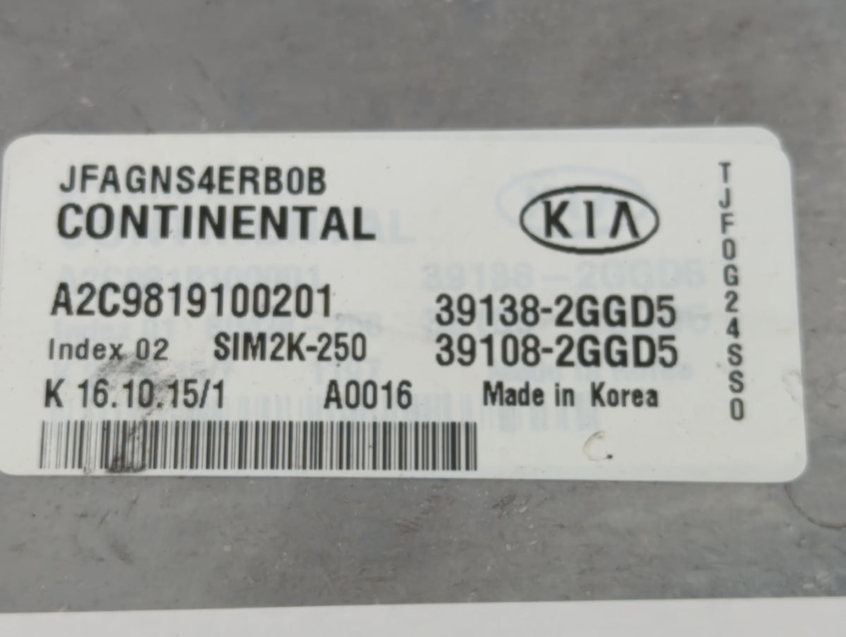 2016-2018 Kia Optima PCM Engine Control Computer ECU ECM PCU OEM P/N:39108-2GGD5 39138-2GGD5 Fits 2016 2017 2018 OEM Used Au