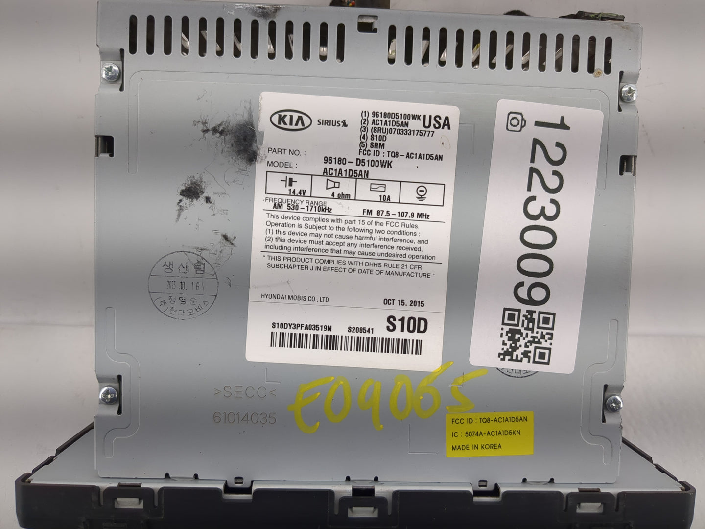 2016-2018 Kia Optima Radio AM FM Cd Player Receiver Replacement P/N:96180-D5100WK Fits Fits 2016 2017 2018 OEM Used Auto Par