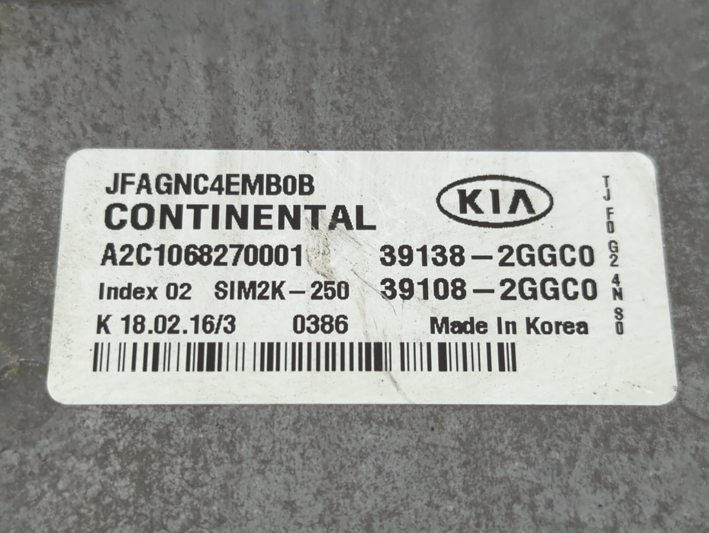 2016-2018 Kia Optima PCM Engine Control Computer ECU ECM PCU OEM P/N:39108-2GGC0 39138-2GGC0 Fits Fits 2016 2017 2018 OEM Us