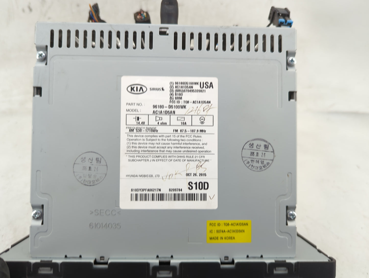 2016-2018 Kia Optima Radio AM FM Cd Player Receiver Replacement P/N:96180-D5100WK Fits Fits 2016 2017 2018 OEM Used Auto Par