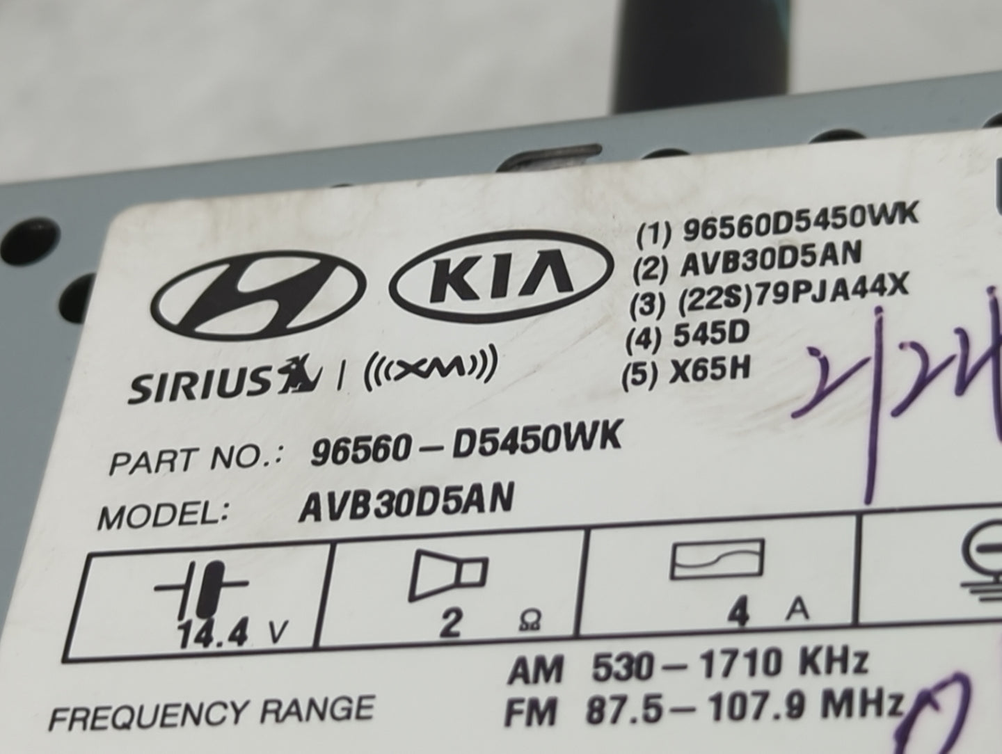 2016-2018 Kia Optima Radio AM FM Cd Player Receiver Replacement P/N:96560-D5450WK Fits Fits 2016 2017 2018 OEM Used Auto Par