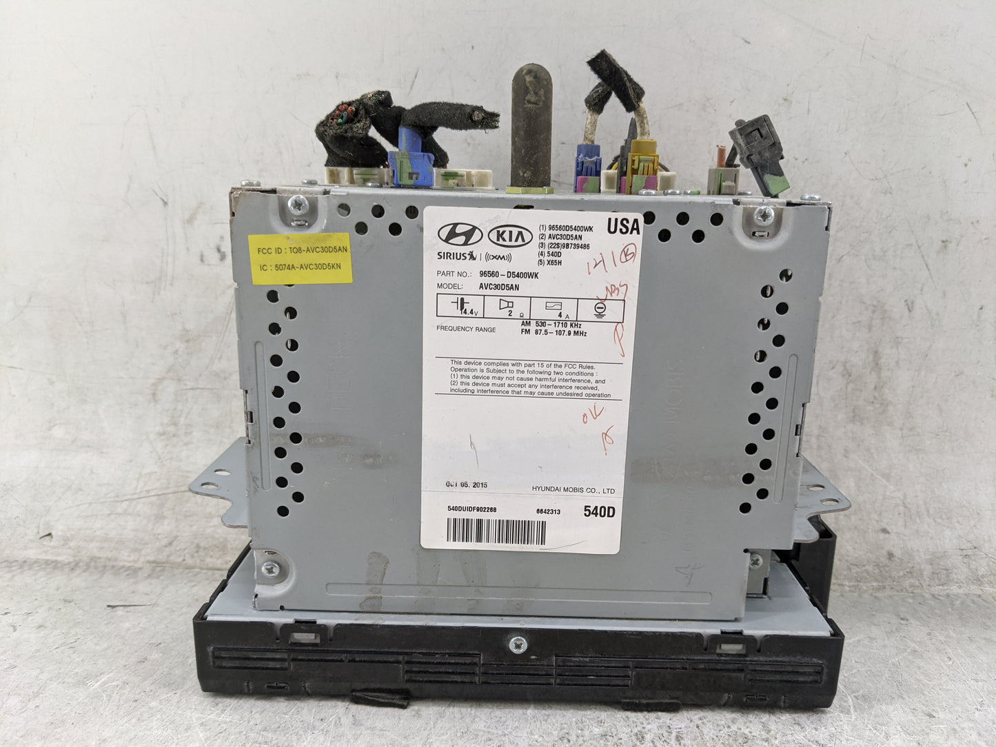 2016-2018 Kia Optima Radio AM FM Cd Player Receiver Replacement P/N:96560-D5400WK AVC30D5AN Fits Fits 2016 2017 2018 OEM Use