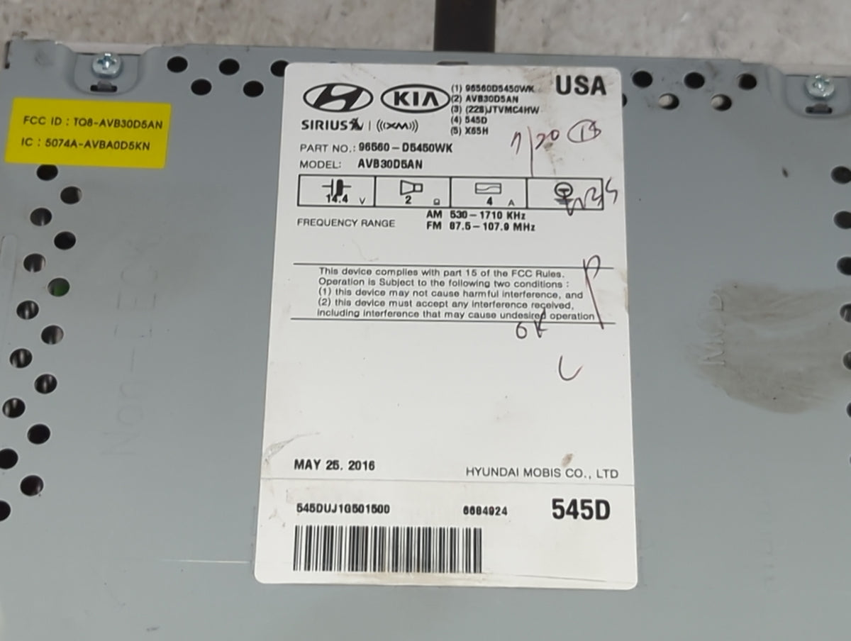 2016 Kia Optima Information Radio Display Screen 1489269 - Oemusedautoparts1.com