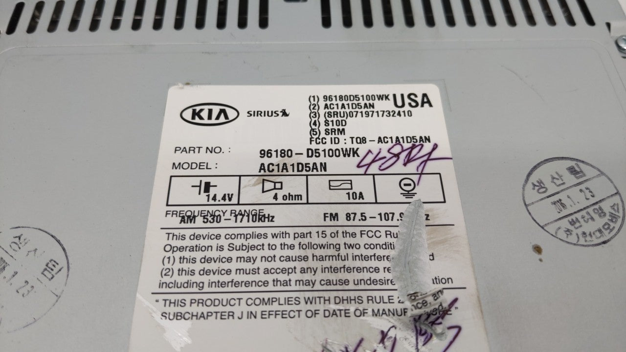 2016-2018 Kia Optima Am Fm Cd Player Radio Receiver - Oemusedautoparts1.com