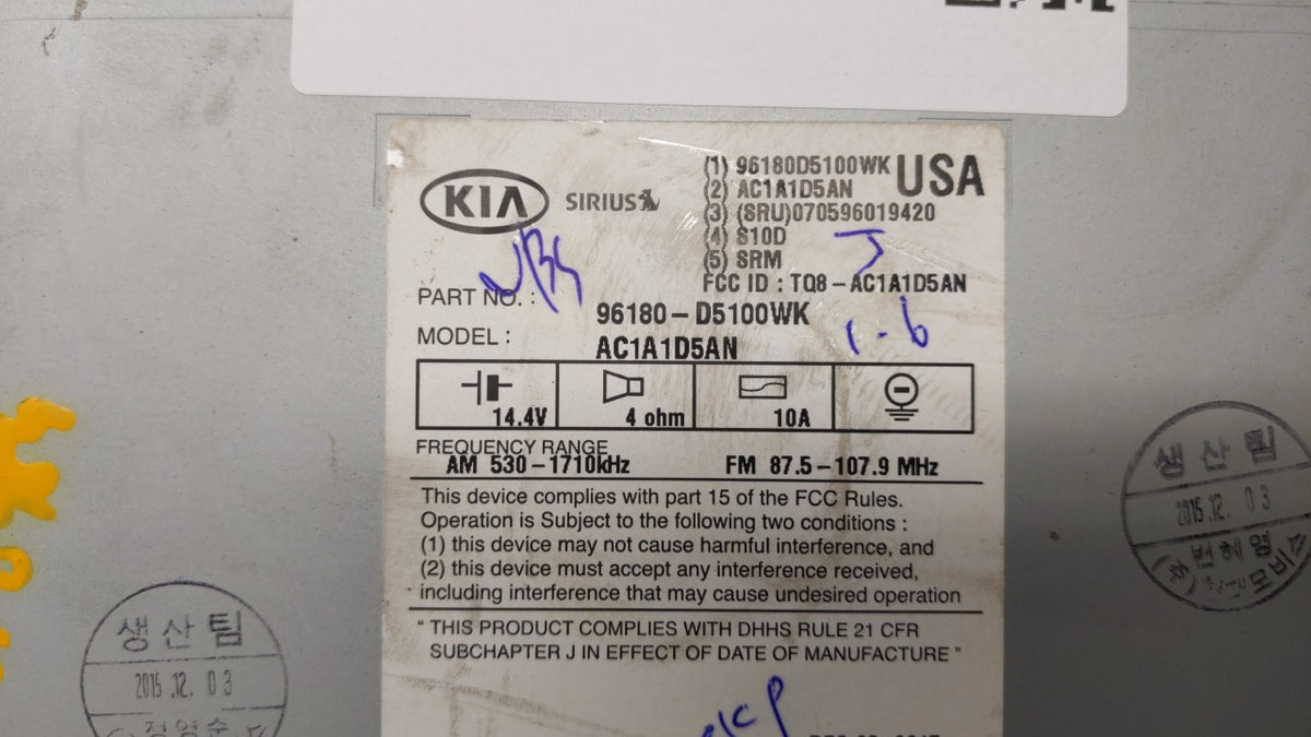 2016-2018 Kia Optima Am Fm Cd Player Radio Receiver 159245 - Oemusedautoparts1.com